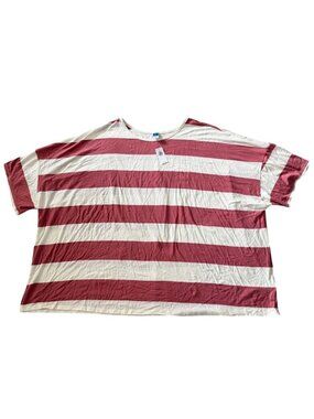 Old Navy Luxe Oversized Red & White Striped Crop T-Shirt Size 4X